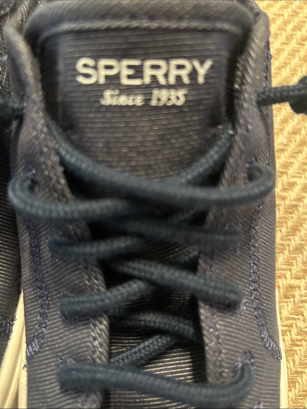 SPERRY⛵️NWOT Navy Canvas Boat Sneakers Crest Vibe Size 9 Women’s Washable - Picture 3 of 9